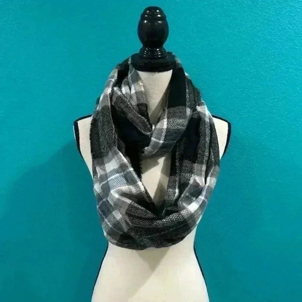 Blue and black Plaid infinite scarf